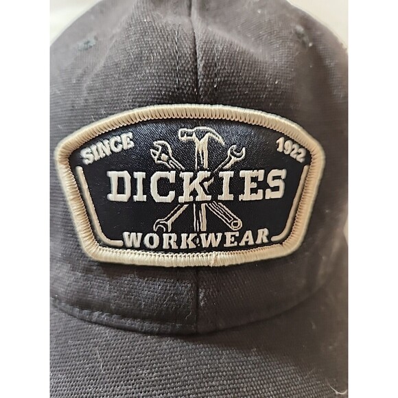 DICKIES Since‎ 1922 Workwear Vintage Snapback Foam Mesh Trucker Hat Cap Navy Tan - Picture 2 of 8